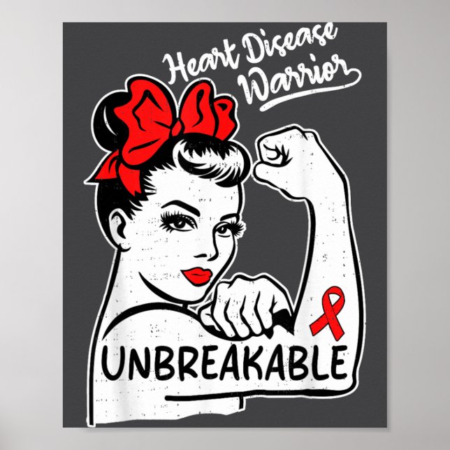 Poster Heart Health Warrior Heart Disease Awareness Chd W (Frente)