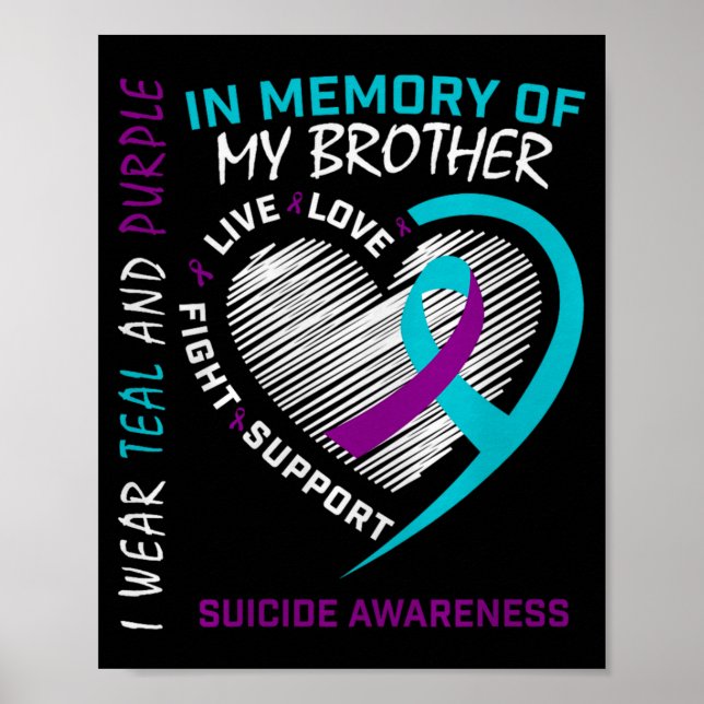 Poster Heart In Memory Of My Brother Suicide Awareness Pr (Frente)