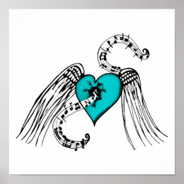 Poster Heart Music Blue
