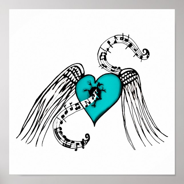 Poster Heart Music Blue (Frente)