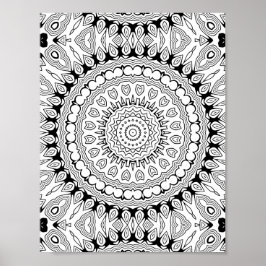 Poster Heart Petal Burst Coloring Page Intricate Design
