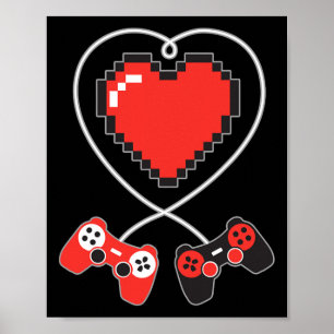 Poster Heart Pixel Art Video-game Controller Dias de os n