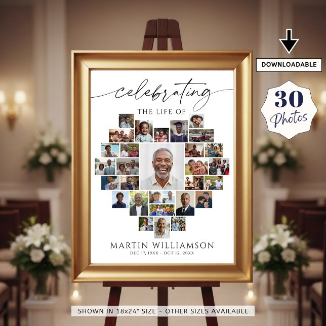 Poster Heart Shaped Photo Collage Celebrating the Life (Criador carregado)