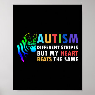 Poster Heart Zebra dizendo conscientização do autismo ins