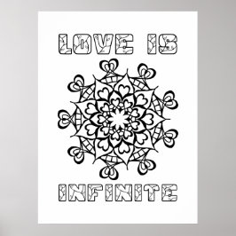 Poster Hearts Mandala - O Amor É Infinito - Grande Colora