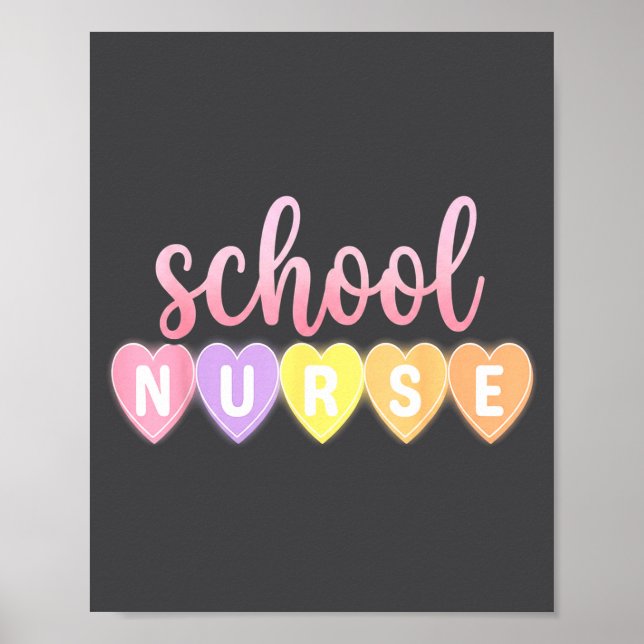 Poster Hearts School Nurse Medical Istant Valentines Day  (Frente)