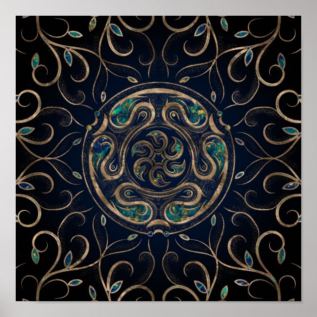 Poster Héate Wheel Ornament Marble e Dourado (Frente)