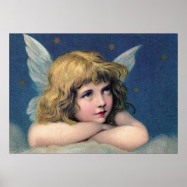 Poster Heavenly angel daydreaming on a cloud in the sky