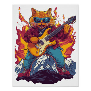 Póster Heavy Meowtal – Camiseta Gráfica de Gato Balançand