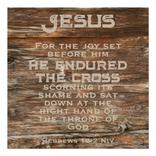 Póster Hebraico 12:2 Bíblia Verso Mão Vestida Jesus