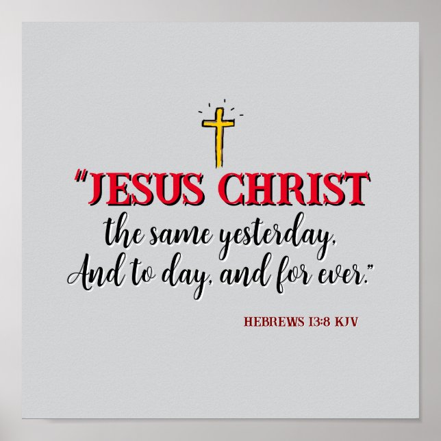 Poster Hebraico 13:8 "Jesus Cristo o mesmo..." (Frente)