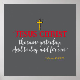 Poster Hebraico 13:8 "Jesus Cristo o mesmo..."