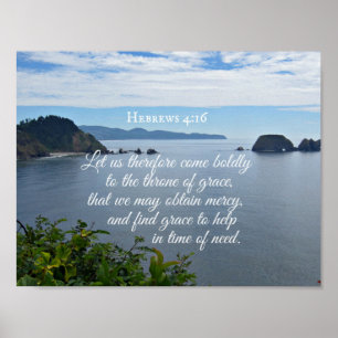 Póster Hebraico 4:16 Vamos, pois, vir corajosamente ao