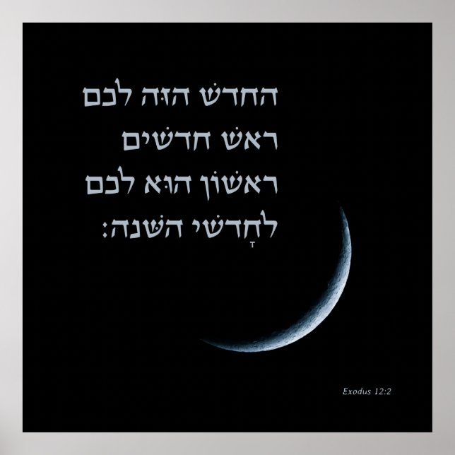 Poster Hebraico Rosh Chodesh Nova Lua Torá Citação Êxodo  (Frente)