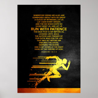 Poster Hebraico Verso de Bíblia 12:1-2