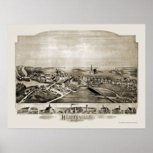 Póster Hebronville, mapa panorâmico das MÃES - 1891