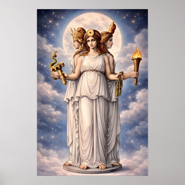 Poster Hecate Triple Goddess Celestial Moon Art – myth (Frente)
