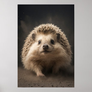 Poster Hedgehog Animais Selvagens Arte Retrato Dramática