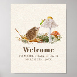 Poster Hedgehog Gafanhoper Mushroom Woodland Chá de frald