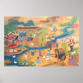 Poster Heian Courtyard Scene: Tales from a Gilded Scroll