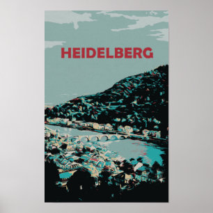 Poster Heidelberg e Neckar River Germany Cidade Romântica