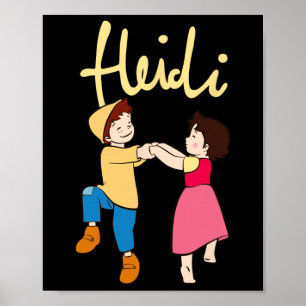 Poster Heidi E Peter Dançando Com O Cartoon Amarelo De Lo