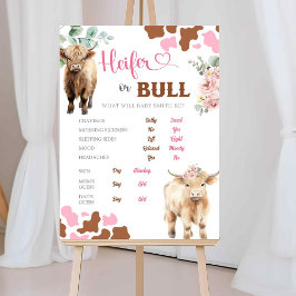 Poster Heifer ou Bull Vaca Gênero Revelam Esposas Antigas