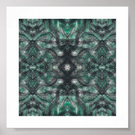Poster Heights Abstract Dark Green Black Watercolor Art