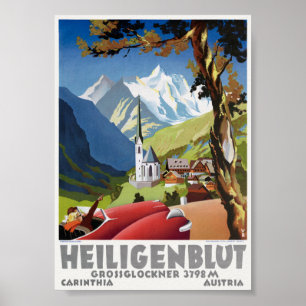 Poster Heiligenblut Áustria Cartaz Antigo