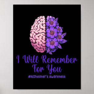 Poster Heimerheimer Roxo Cérebro Floral Eu Vou Lembrar De