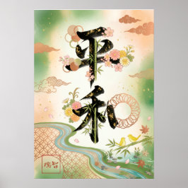 Poster Heiwa: Elegant Calligraphy "Peace" Art260010017