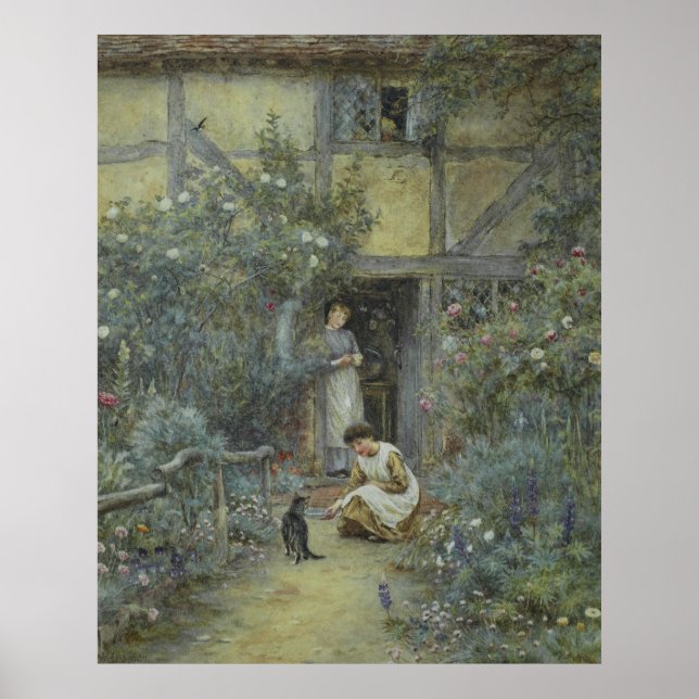 Poster Helen Allingham Vintage O Saucer do Leite (Frente)
