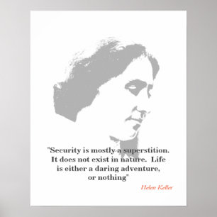 Poster Helen Keller Cita Sobre Segurança