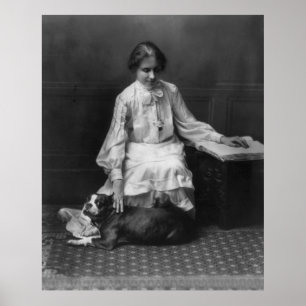 Póster Helen Keller Reading Braille, 1904