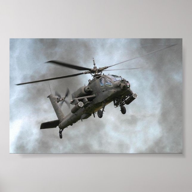 Póster Helicóptero Apache na fumaça (Frente)