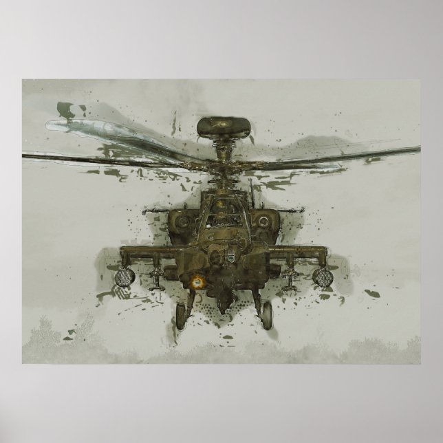 Póster Helicóptero Ataque Apache (Frente)