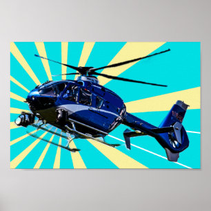 Poster Helicóptero Azul