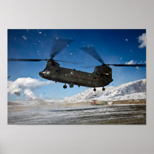 Póster Helicóptero Chinook na neve