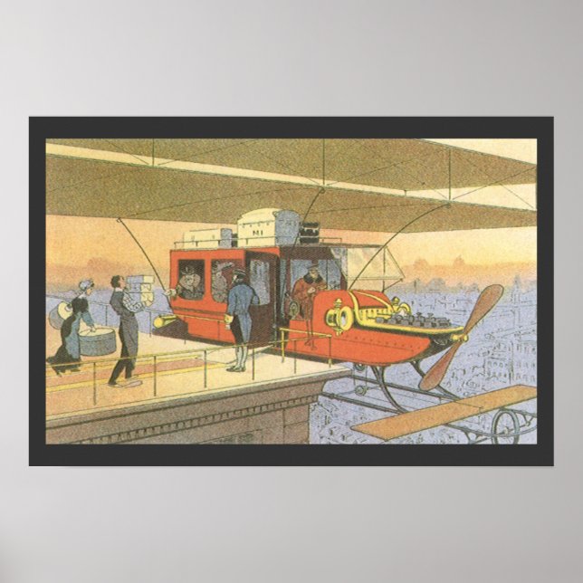 Póster Helicóptero de avião de ficção científica Vintage  (Frente)