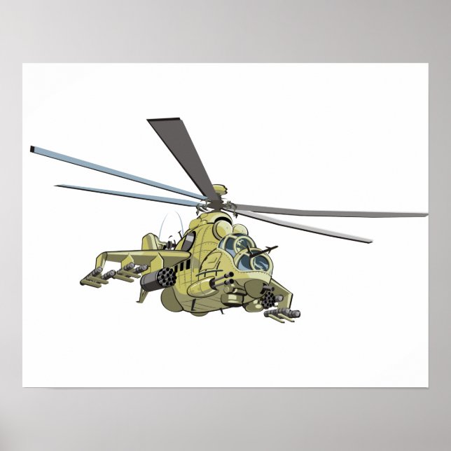 Poster Helicóptero de desenho "Hind" (Frente)