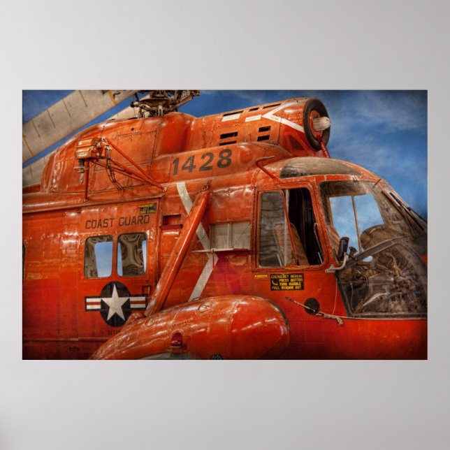 Póster Helicóptero - helicóptero de guarda costeira (Frente)