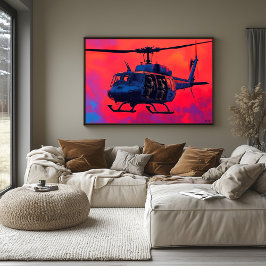 Poster Helicóptero Militar de pop Art - Cena de Aviação