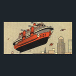 Poster Helicóptero Vintage Science Ficise<br><div class="desc">Ilustração vitoriana futurista vitoriana viagem steampunk e imagem de ficção científica de transporte. Uma nave a vapor parecida com o navio de cruzeiro Titanic e voando como um helicóptero sobre edifícios urbanos. Um clássico design de ficção científica de quadrinhos retrô do futuro.</div>