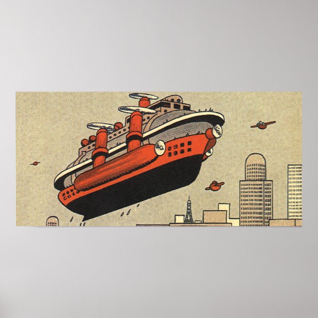 Poster Helicóptero Vintage Science Ficise (Frente)