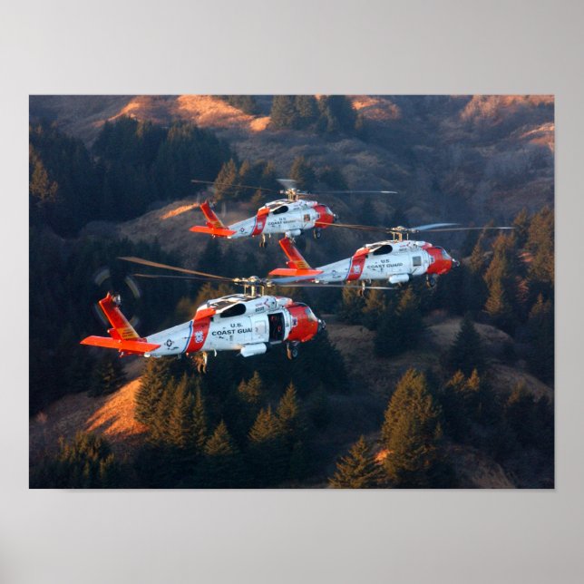 Poster Helicópteros da Guarda costeira MH-60 Jayhawk (Frente)
