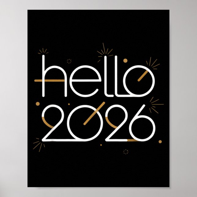 Poster Hello 2026 Happy New Year Fireworks Celebration  (Frente)
