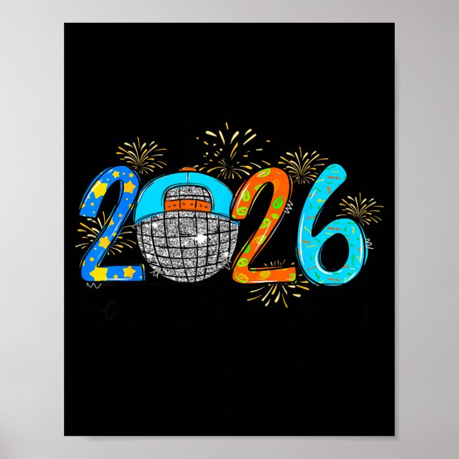 Poster Hello 2026 Happy New Year Party Boys Kids Toddlers (Frente)