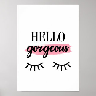 Poster Hello gorgeous cils design minimaliste chic