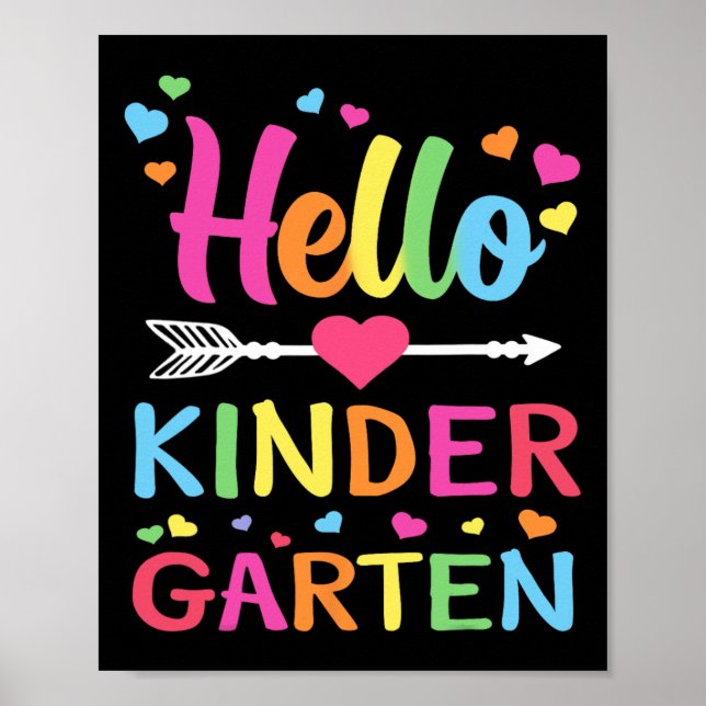 Poster Hello Kindergarten Team Kinder Byck To School Teac (Frente)