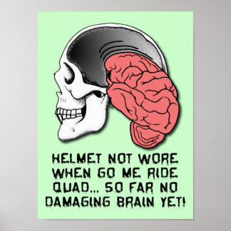 Poster Helmet Brain Damage Engraçado ATV Quad - Sinal de 